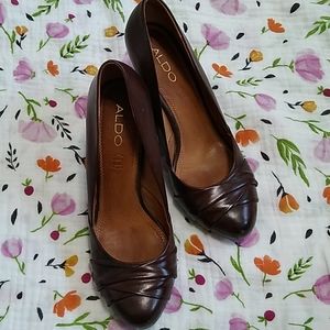 Aldo Chocolate Brown Leather Pumps